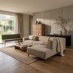 Leeds 2 5-zitsbank met ottoman in moss grijs landelijk modern stijl