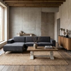 Leeds 2 5-zitsbankstel met chaise lounge in blauw en zwart