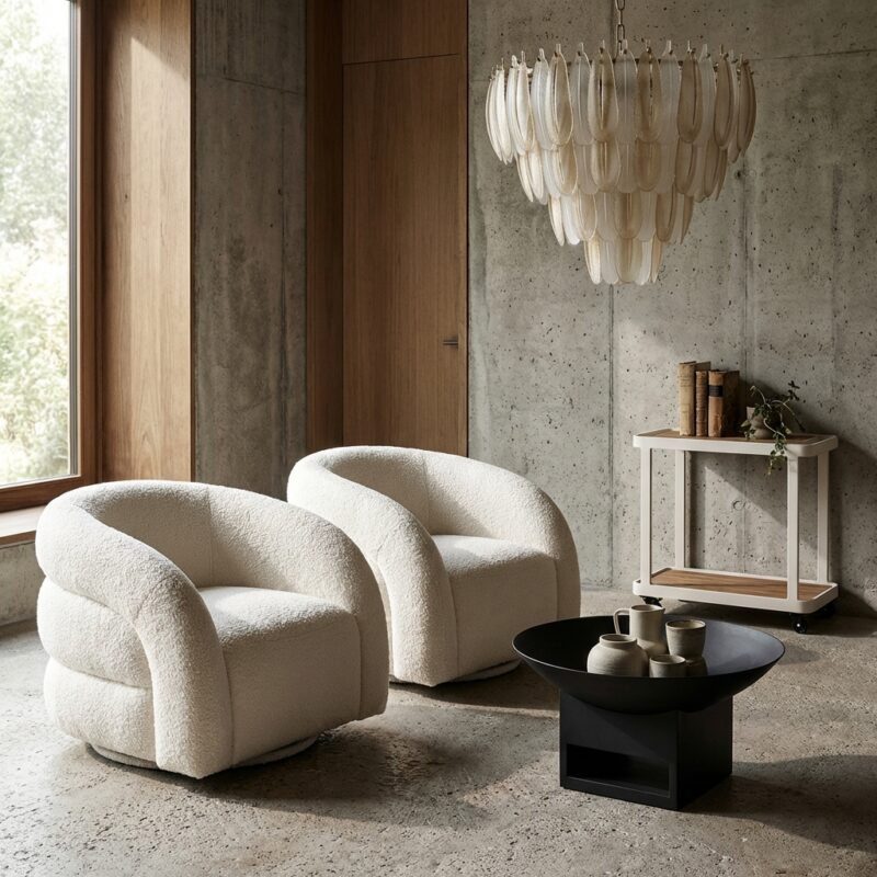 Lounge stoel Arcus white unicorn swivel