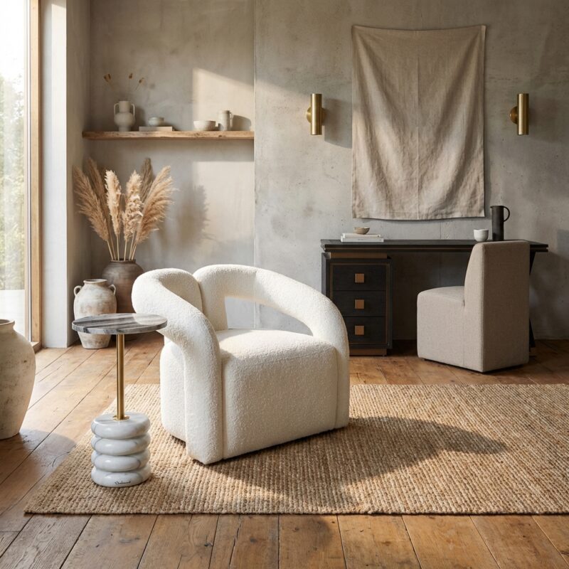 Lounge stoel Dana white furry