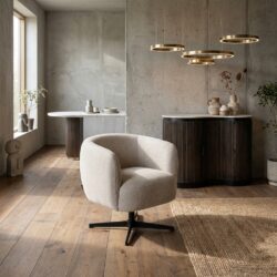 Lounge stoel Estelle lovely cream swivel, comfortabel en elegant