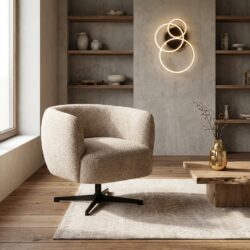 Lounge stoel Estelle sheep natural swivel, comfortabel en elegant