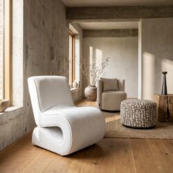 Lounge stoel Frankie cream fusion wit polyester