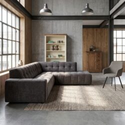 Memphis 3-AL bankset met ottoman in charcoalkleur en metalen frame