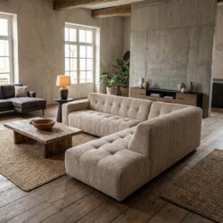 Memphis 3-AL + Ottoman R beige meubelset voor kamer