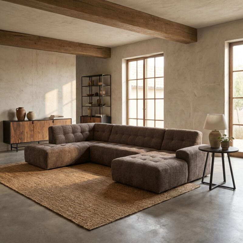 Memphis Chaise R, 3-zits, Ottoman L, Haga 16, charcoal, moderne design