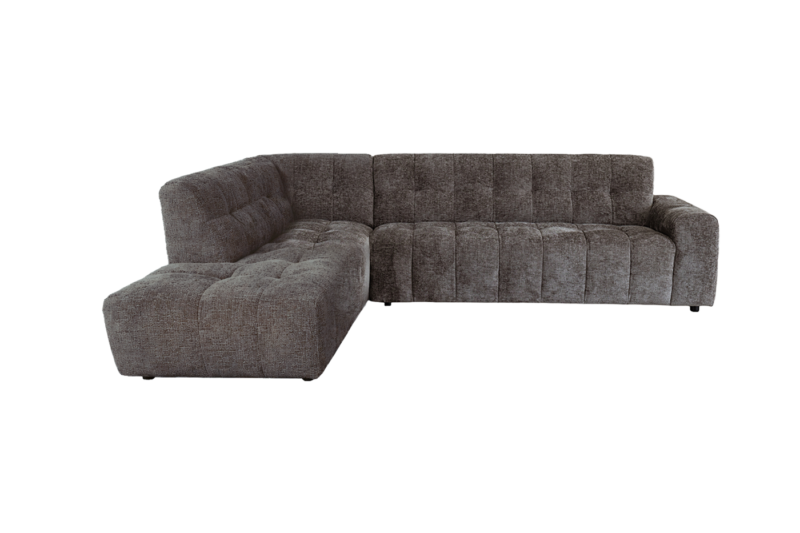 Detail van Memphis 3-AR + Ottoman L in charcoal, textuur van hout