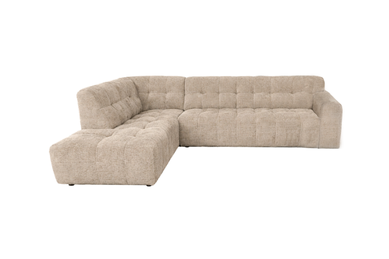 Detail van Memphis 3-AR + Ottoman L in beige, textuur en materiaal