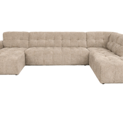 Detail van Memphis 3-zitsbank met ottoman in beige kleur