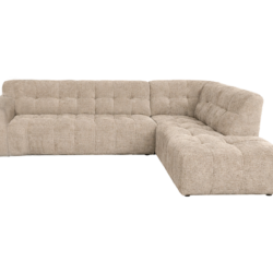 Detail van de Memphis 3-AL ottoman in beige, leren stof en metalen frame