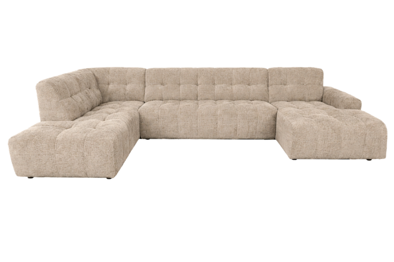 Detail van Memphis 3-zitsbank in beige kleur