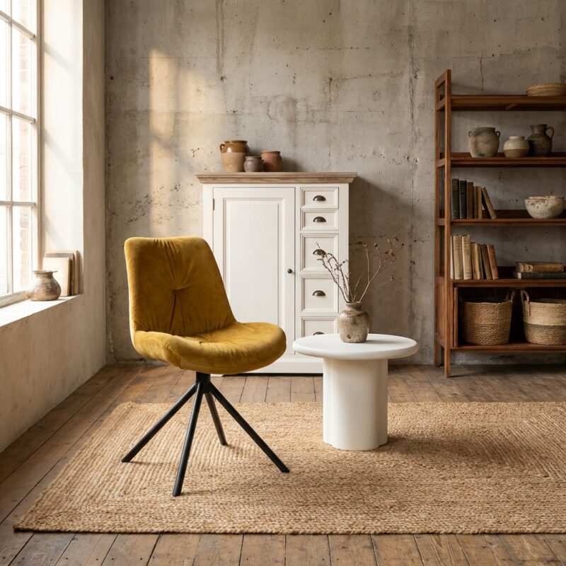 Palma Stoel - fabric Bluvel 68 yellow