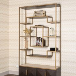 Wandkast Claremont brown met eikenfineer en ijzer