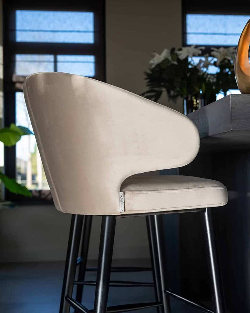 Barstoel Indigo khaki velvet, detailfoto 15