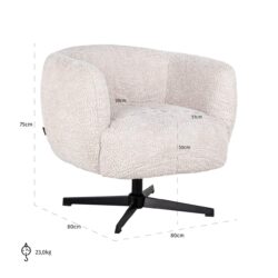 Lounge stoel Estelle lovely cream swivel