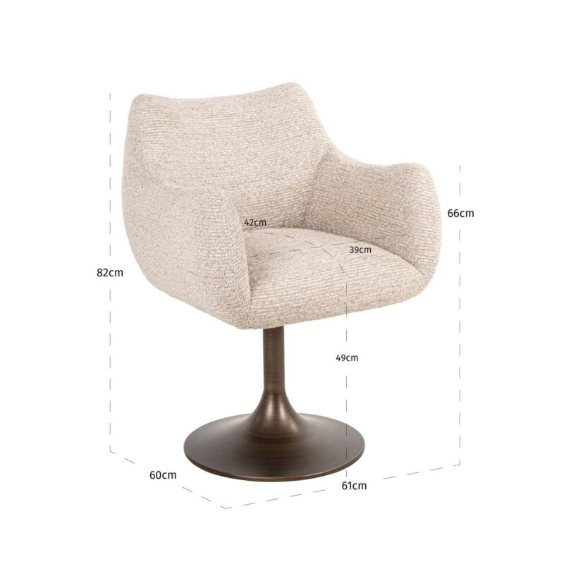 Eetkamerstoel Aldo natural linear swivel