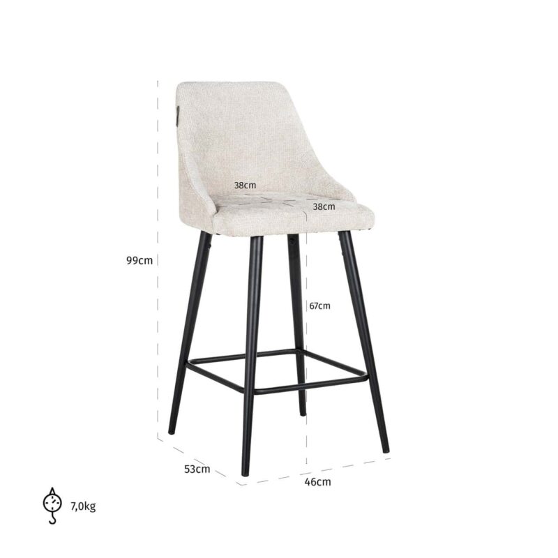 Counterstoel Brooke cream unicorn (Set of 2)