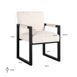 Eetkamerstoel Beck white chenille