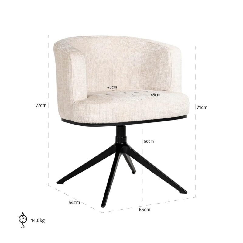 Eetkamerstoel Cheyenne niagara beige swivel