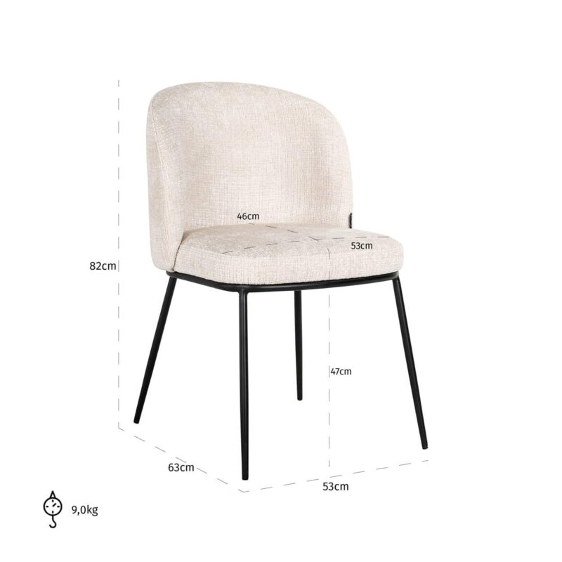 Eetkamerstoel Elvi niagara beige fire retardant (Set of 2)