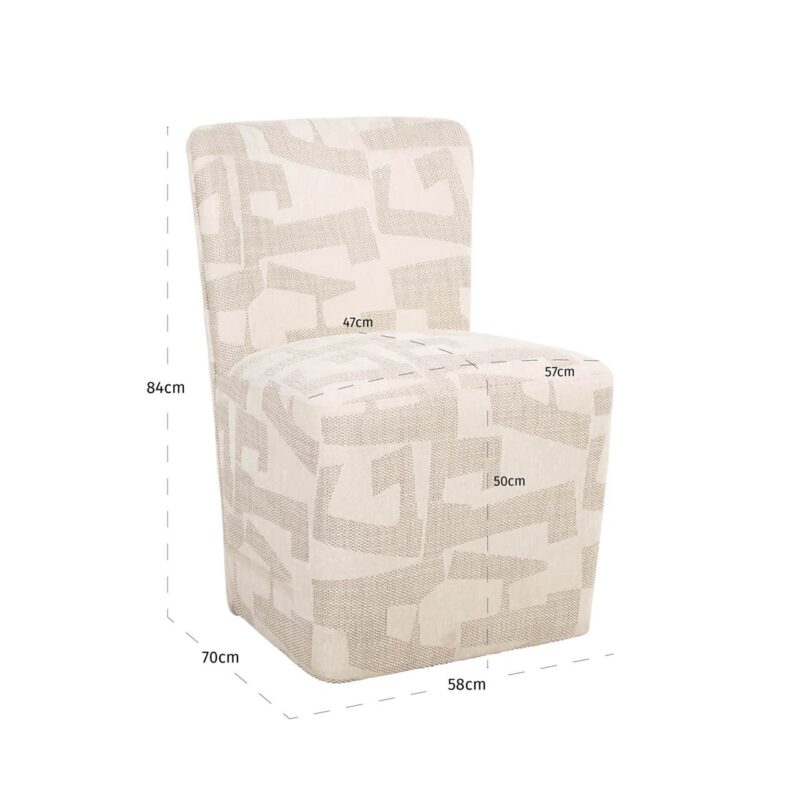 Eetkamerstoel Lorain beige graffic on wheels