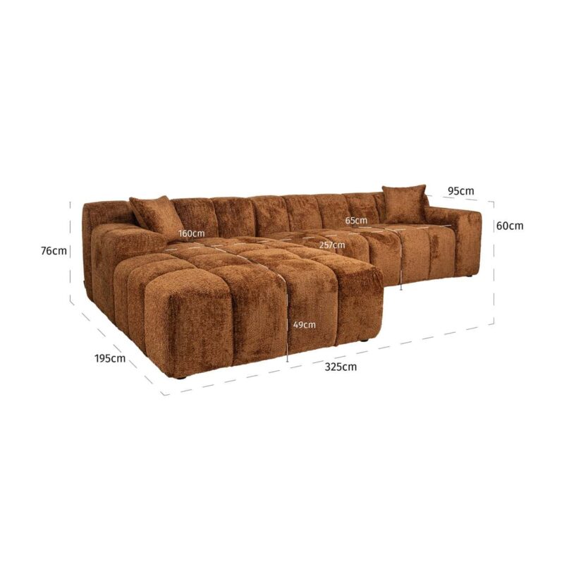 Bank Cube lovely cinnamon 3-seater + lounge left