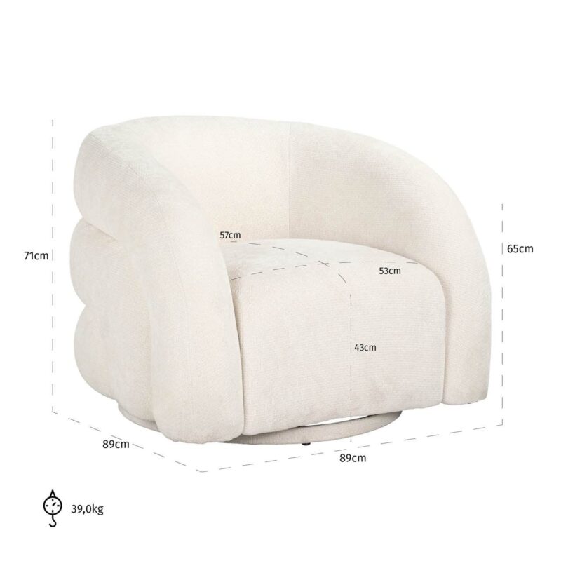 Lounge stoel Arcus white unicorn swivel