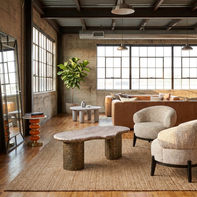 Salontafel Abandos brass antique compact en stevig met messingkleur