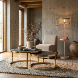 Salontafel Blackbone Gold black rustic (Set of 2)