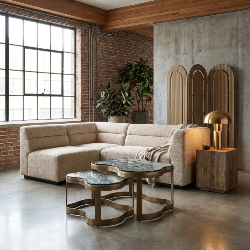 Salontafel Fairfield brass antique set van 2 handgemaakt