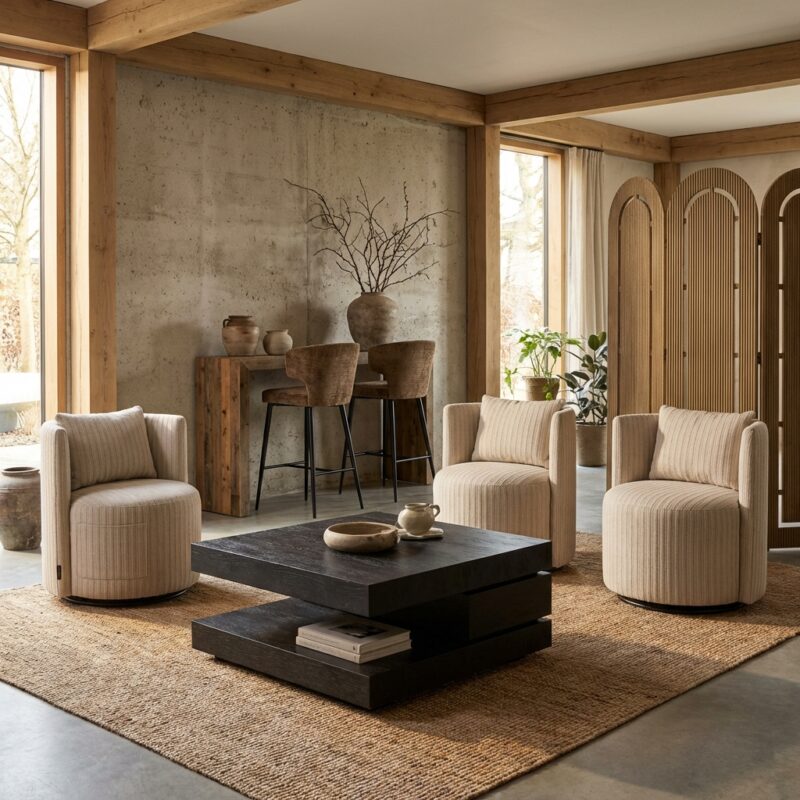 Salontafel Oakura black 90x90 in C-vorm gemaakt van zwart eiken fineer