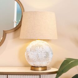 Tafellamp Jamie met UK adapter, goud en wit, handgemaakt