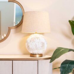 Tafellamp Jamie met schakelaar, goud en wit, handgemaakt