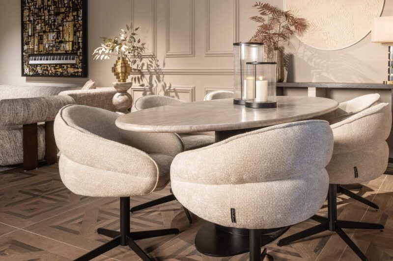 Eetkamerstoel Angelina cream unicorn swivel