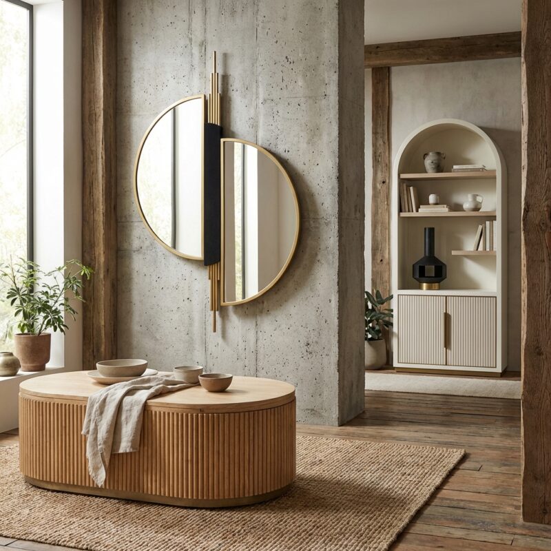 Adelyn spiegel in brushed gold, ijzer, MDF en glas, vintage stijl