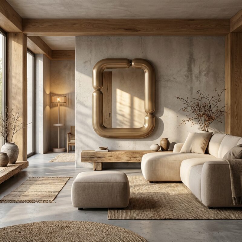 Gouden handgemaakte spiegel Aubry met ijzeren frame en klassieke stijl