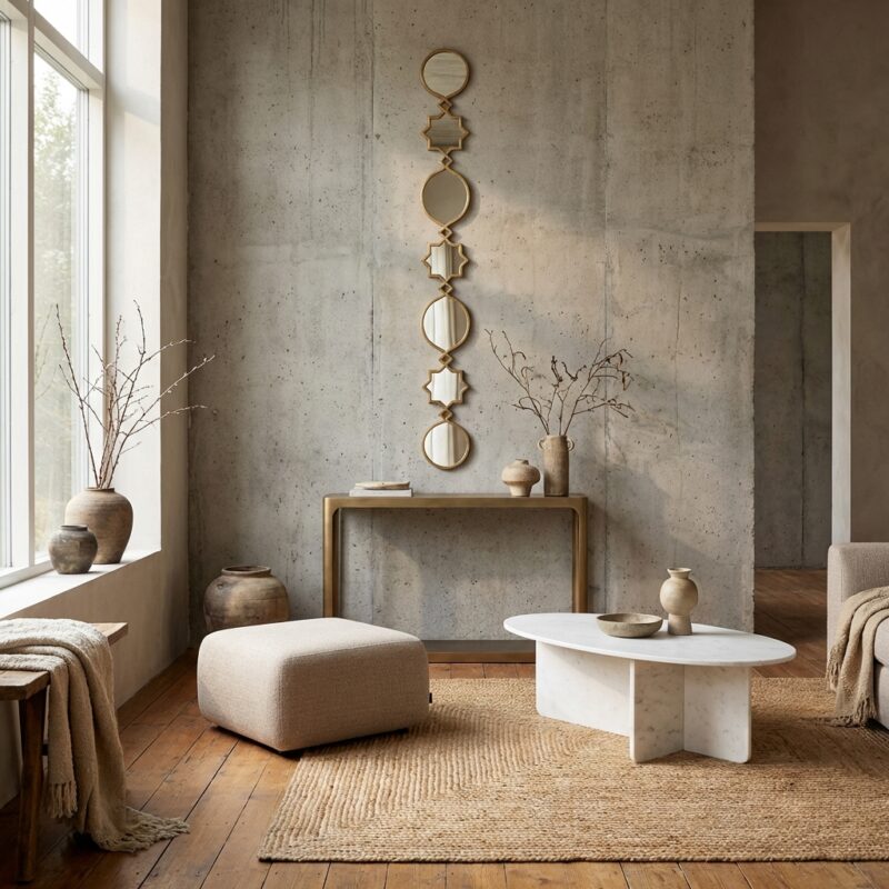 Gouden spiegel Babice gold met ijzeren frame en glazen ronde spiegel