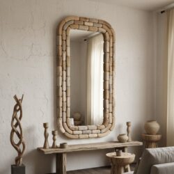 Unieke spiegel Bodhi massief teakhout rond ovaal