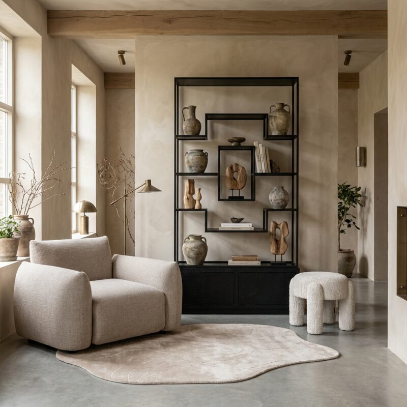 Wandkast Bonvoy zwart, eikenfineer, elegant interieurmeubel