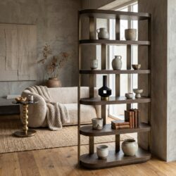 Wandkast Ellington bruin, handgemaakt, Mdf en Eiken Fineer