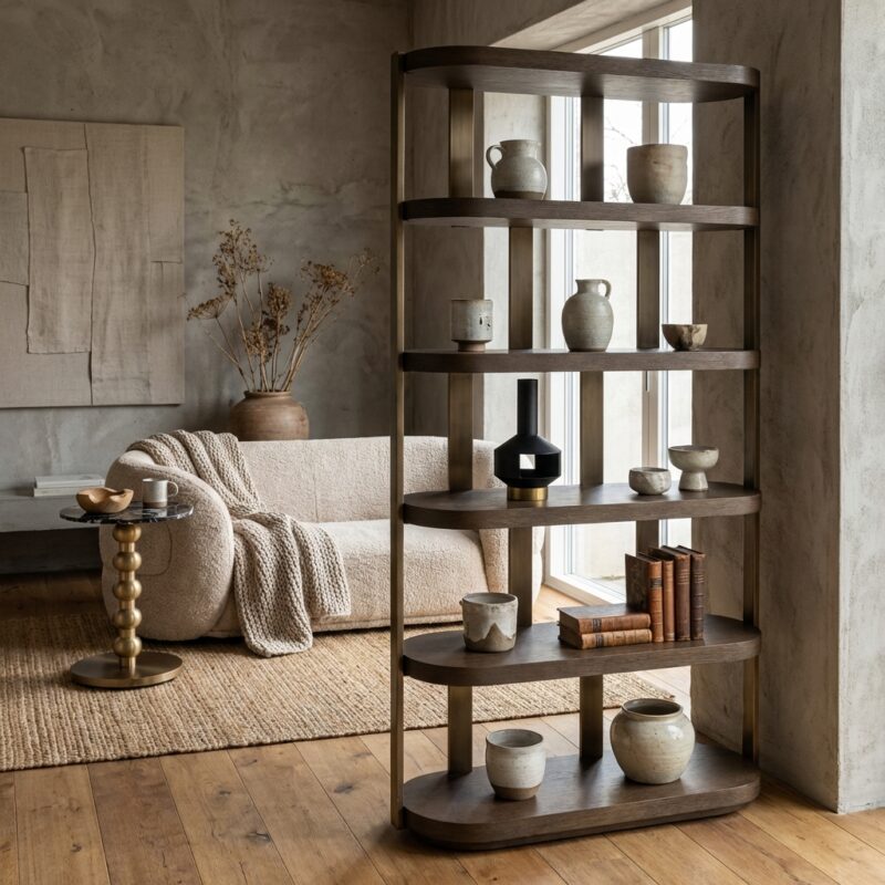 Wandkast Ellington bruin, handgemaakt, Mdf en Eiken Fineer