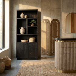 Wandkast Oakura zwart eiken fineer boekenkast