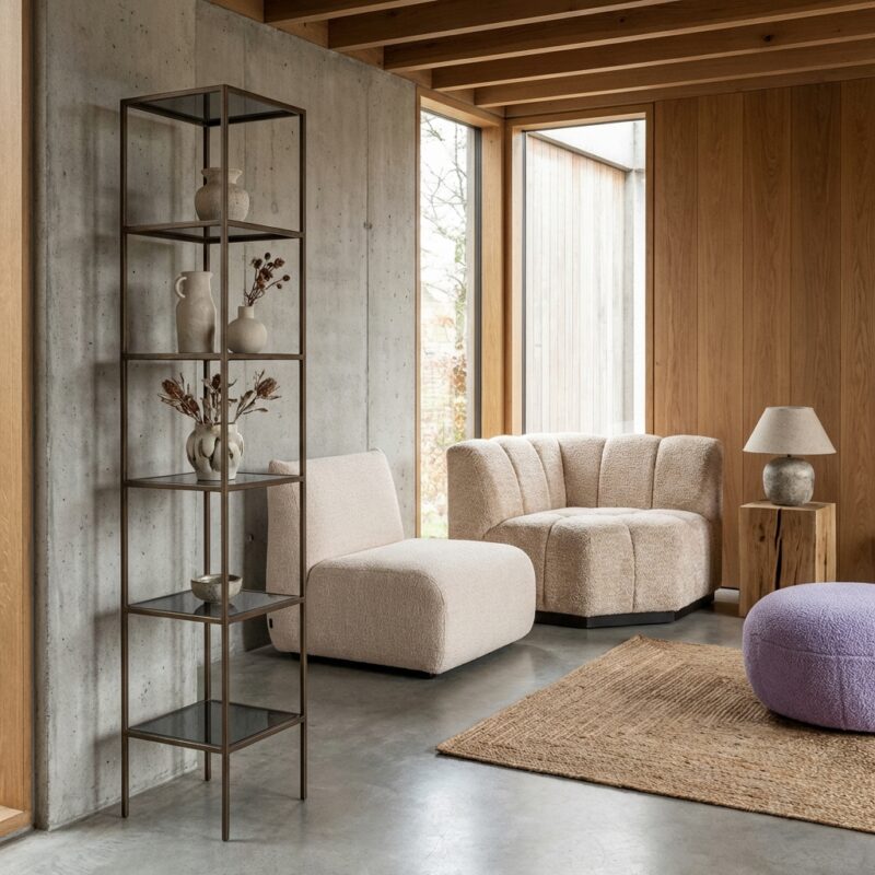 Wandkast Sheridon goud, handgemaakt, luxe en functioneel