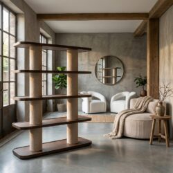 Wandkast Willox bruin, handgemaakt, eiken en multiplex