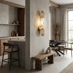 Wandlamp Aidan brushed gold, goudkleurig aluminium en glas, modern design