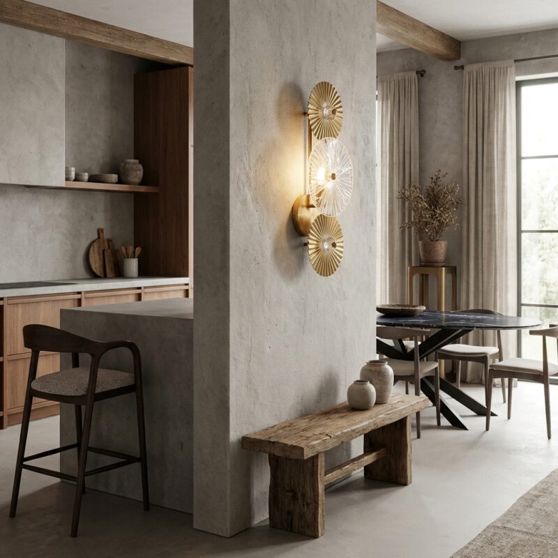 Wandlamp Aidan brushed gold, goudkleurig aluminium en glas, modern design