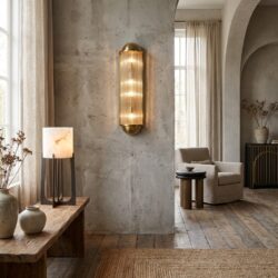 Wandlamp Leeza goudkleurig ijzer luxe interieurverlichting