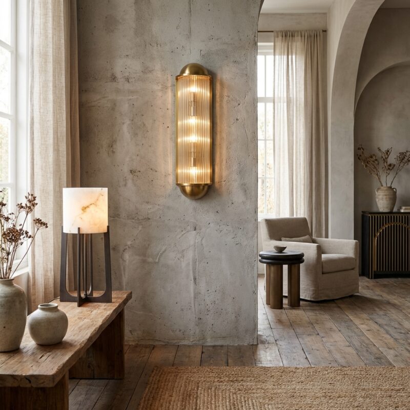 Wandlamp Leeza goudkleurig ijzer luxe interieurverlichting