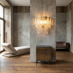 Wandlamp Sem goudkleurig glas en aluminium