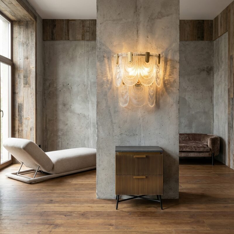 Wandlamp Sem goudkleurig glas en aluminium